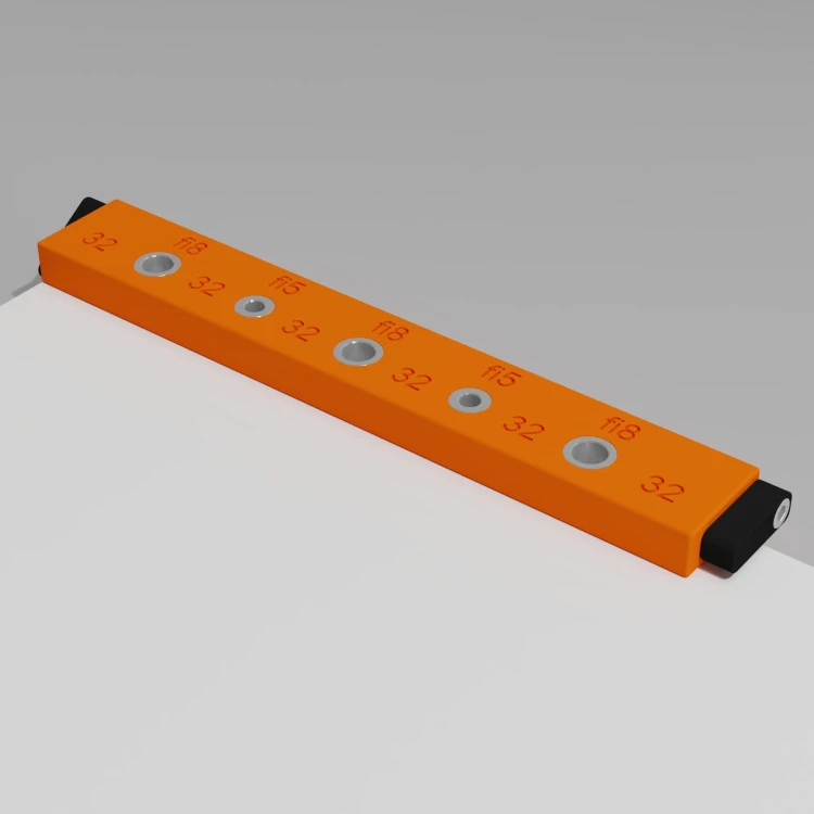 Szablon meblowy z PETG do łączenia korpusów szafek w rozstawie systemowym 32mm