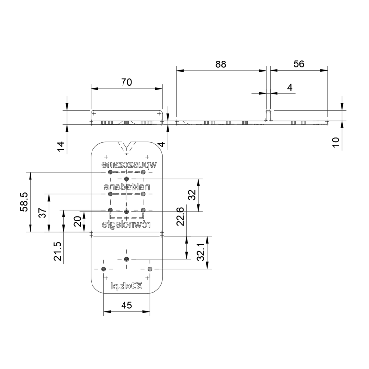 szablon do prowadników zawiasów meblowych, nakładane, wpuszczane, równoległe stalowe tuleje fi2mm2 rysunek techniczny.png